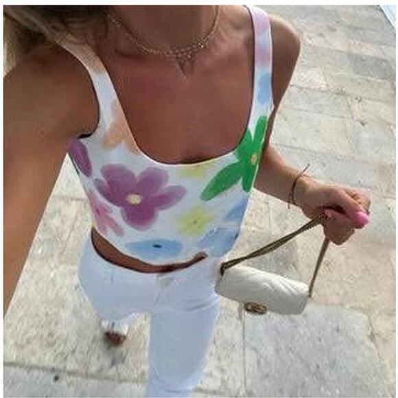 With Jean Cindy Floral Y2K Corset Crop Top Medium - Picture 10 of 11